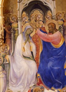 A Coroação da Virgem, detalhe mostrando Cristo coroando a Virgem, 1414 (têmpera no painel)